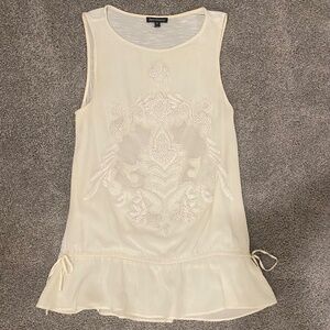 RARE Juicy Couture Embellished Beaded Roccoco Shell Tank Top Sleeveless Ivory XS